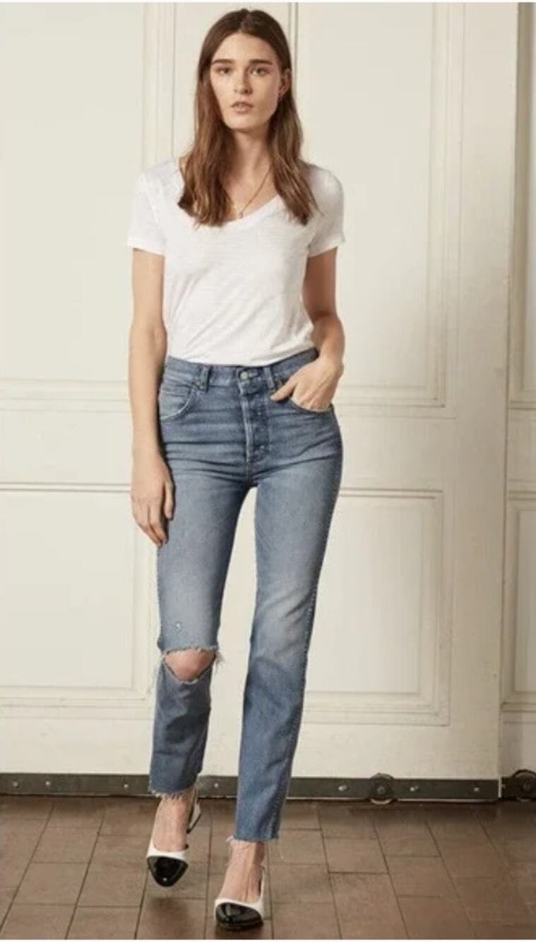 Boyish by Her Dempsey Distressed Button Fly Jeans Womens Size 29 Straight Leg
